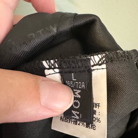 Monartw Trouser Pants Women L Black White Houndstooth Elastic Waist Straight Leg - Picture 8 of 11